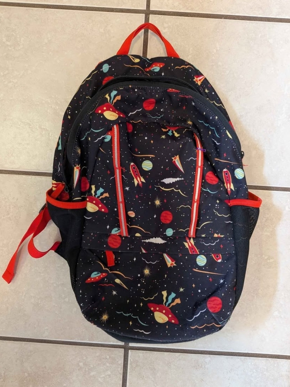 Lands' End Kids Space Backpack in Black with Red Trim